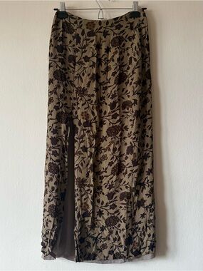 Vintage Floral Shadow Silhouette Print Skirt